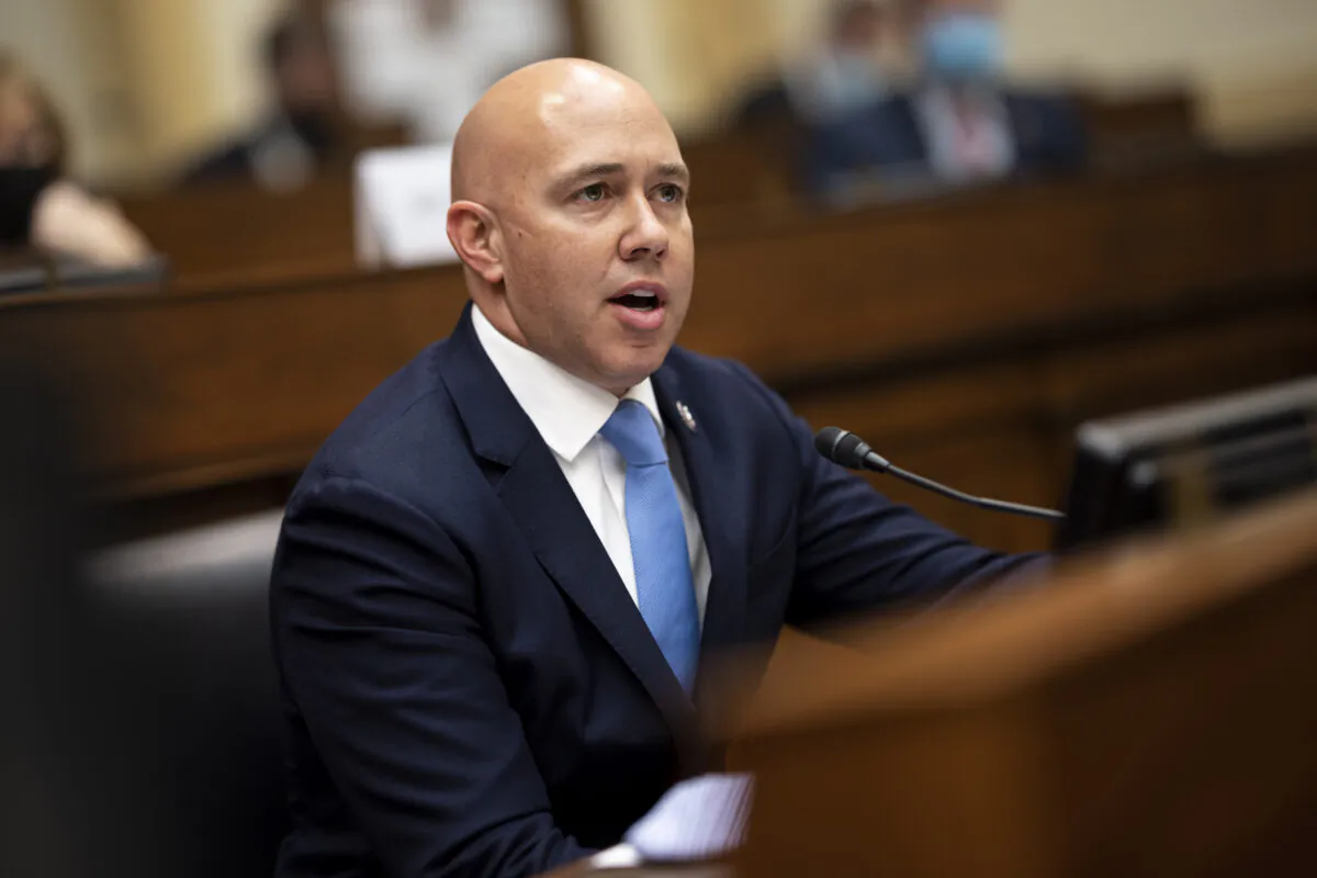 Rep. Brian Mast (R-Fla.) speaks in Washington on March 10, 2021. (Ting Shen/Pool/Getty Images)