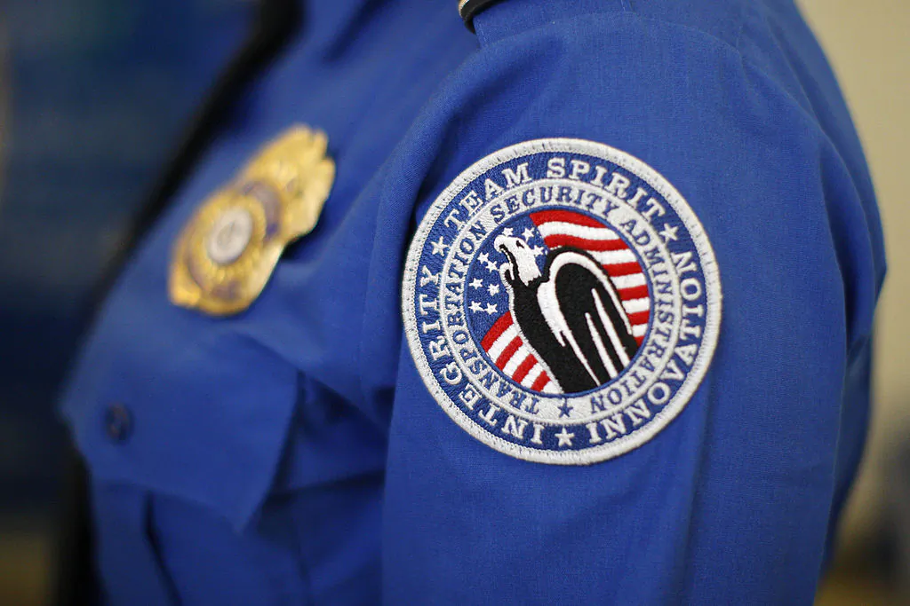 A TSA arm patch is seen at Los Angeles International Airport (LAX) in Los Angeles on Feb. 20, 2014. (David McNew/Getty Images)
