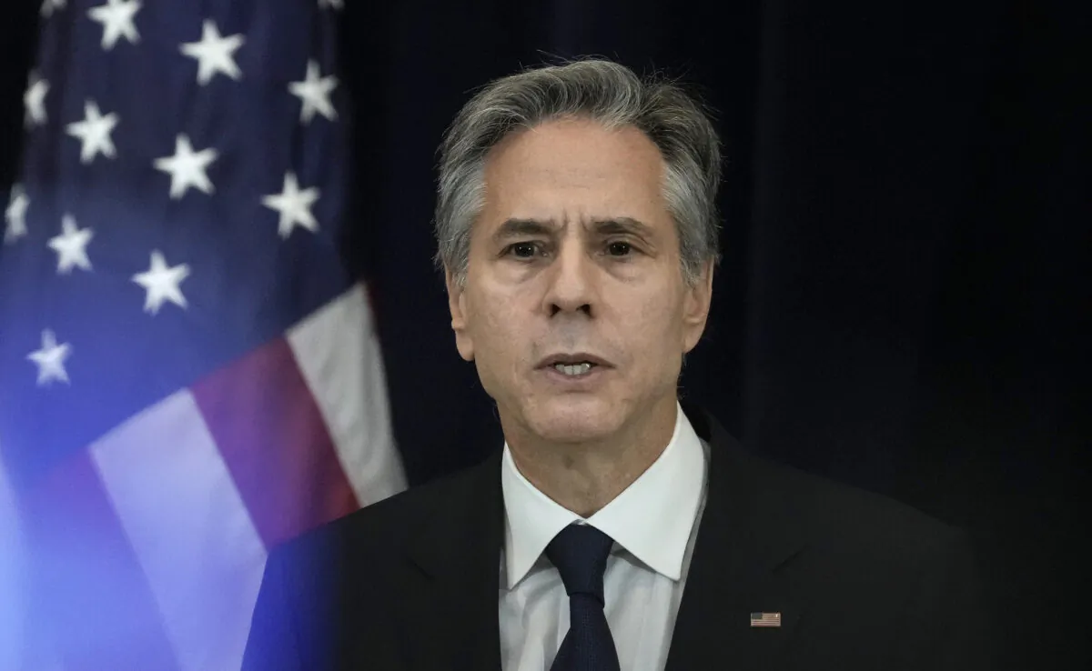 Secretary of State Antony Blinken speaks during a news conference at the Department of State in Washington on Dec. 8, 2022. (Drew Angerer/Getty Images)