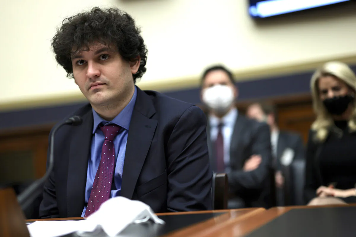 Sam Bankman-Fried testifies during a hearing before the House Financial Services Committee at Rayburn House Office Building on Capitol Hill, on Dec. 8, 2021. (Alex Wong/Getty Images)