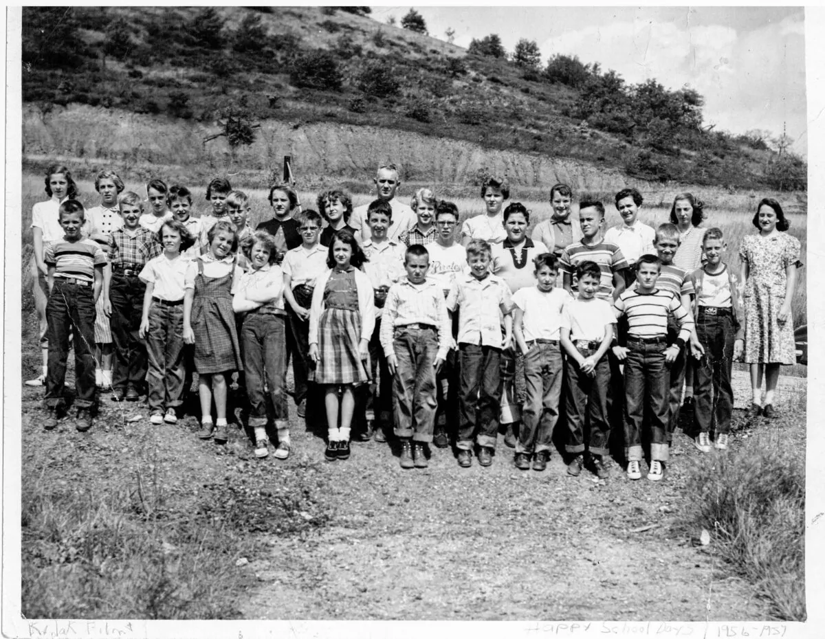 George
and his Pine Run
schoolmates, 1956. (Courtesy of George V. Caylor)