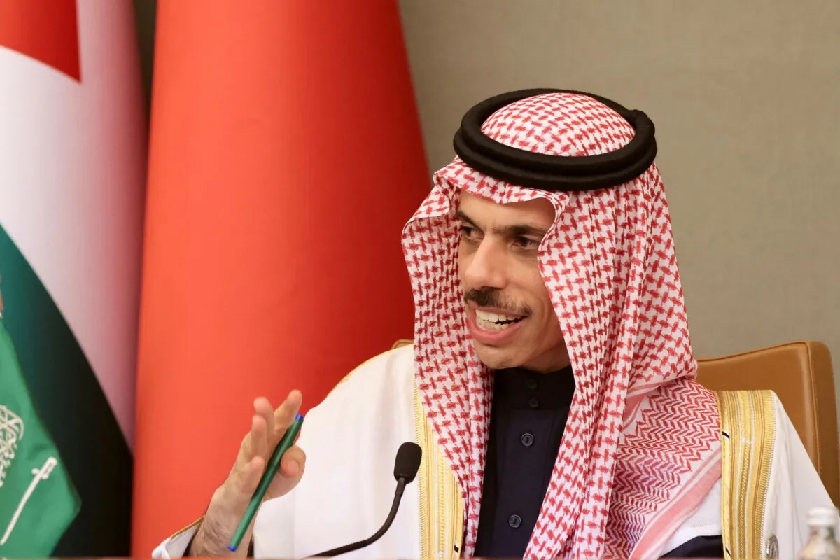 Saudi Minister of Foreign Affairs Prince Faisal bin Farhan Al-Saud attends a news conference at the Arab Gulf Summit in Riyadh, Saudi Arabia, on Dec. 9, 2022. (Ahmed Yosri/Reuters)