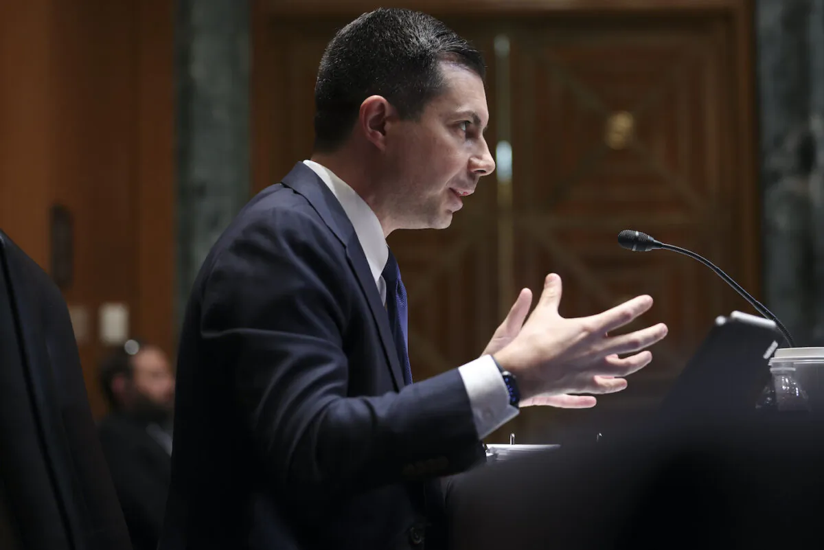 Transportation Secretary Pete Buttigieg says, “Every decision about transportation is also an opportunity to build a cleaner, healthier, more prosperous future." File picture taken on April 28, 2022, in Washington. (Win McNamee/Getty Images)