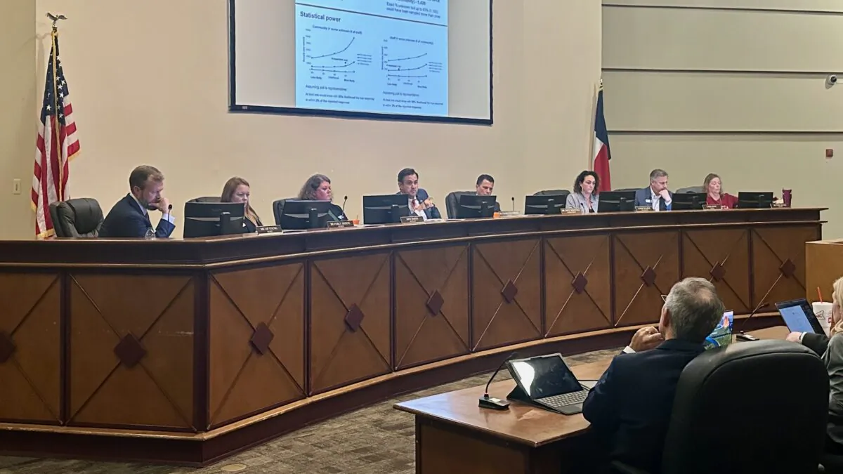 The Keller Independent School District Board of Trustees in Keller, Texas, voted to approve the Guardian Program to allow trained staffers to be armed on campus on Dec. 12, 2022. (Jana J. Pruet/The Epoch Times)