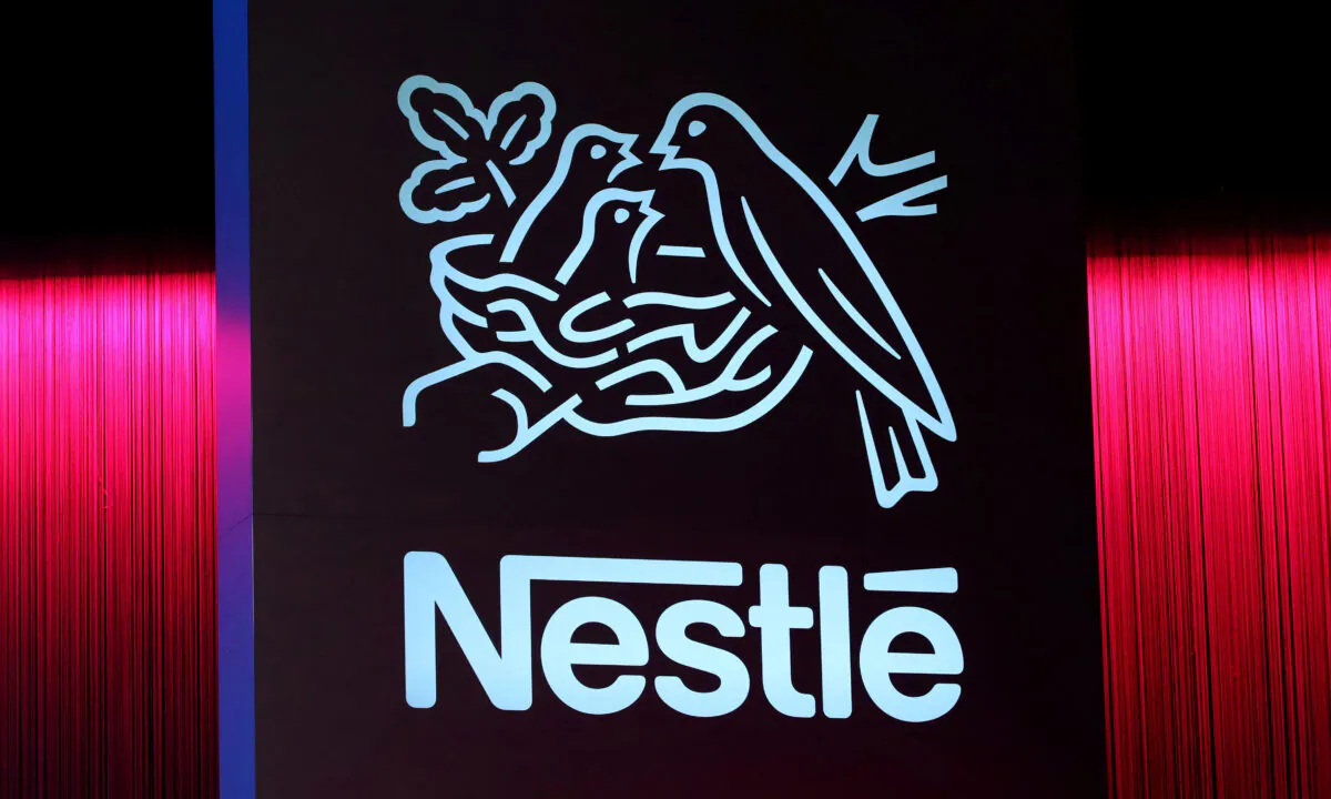 A logo during the 152nd Annual General Meeting of Nestle in Lausanne, Switzerland, on April 11, 2019. (Denis Balibouse/Reuters)
