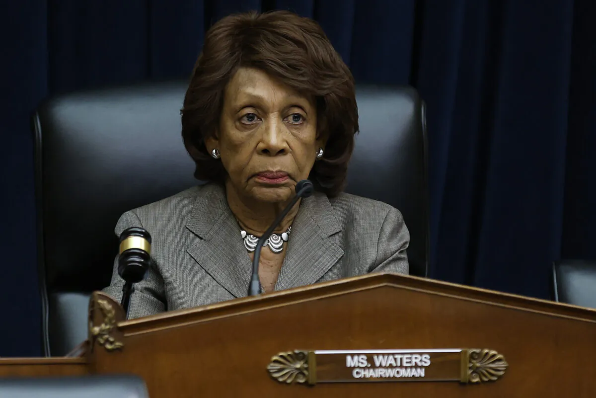 House Financial Services Committee Chair Maxine Waters (D-Calif.) during a hearing in the Rayburn House Office Building on Capitol Hill on May 12, 2022 in Washington. (Chip Somodevilla/Getty Images)