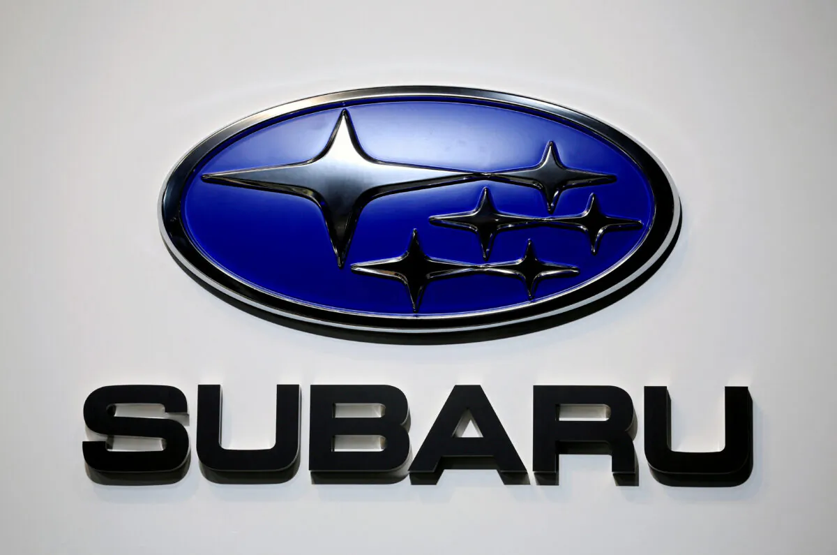 A Subaru logo at the Tokyo Motor Show in Tokyo on Oct. 23, 2019. (Soe Zeya Tun/Reuters)