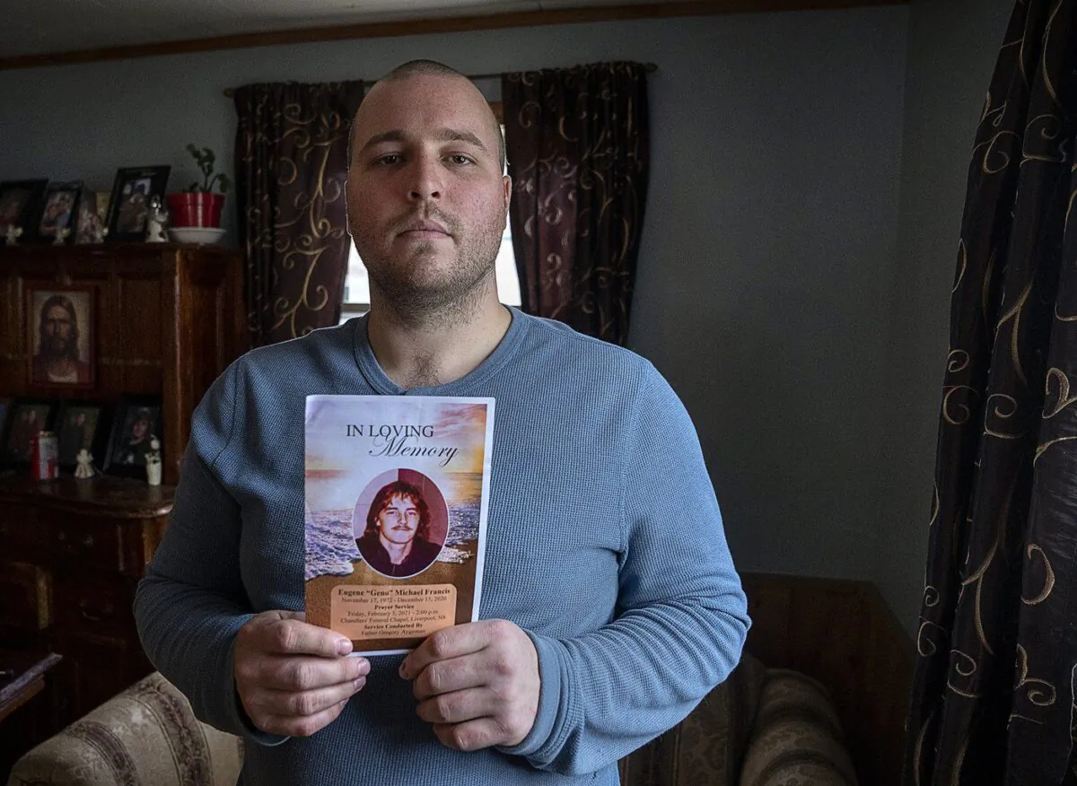 Michael Francis, whose father Eugene Francis perished when the scallop dragger Chief William Saulis sank in the Bay of Fundy, remembers his dad at home in Milton, N.S. on Nov. 30, 2022. (The Canadian Press/Andrew Vaughan)
