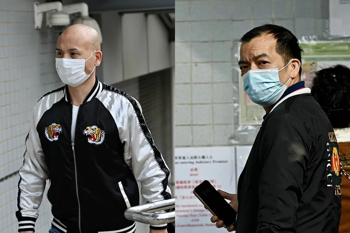 Hu Aimin and Tuo Chun Sun were convicted of criminal damage for destroying the street stalls of Falun Gong members in April 3, 2021 on Oct. 31. (Sung Pi-Lung/The Epoch Times)