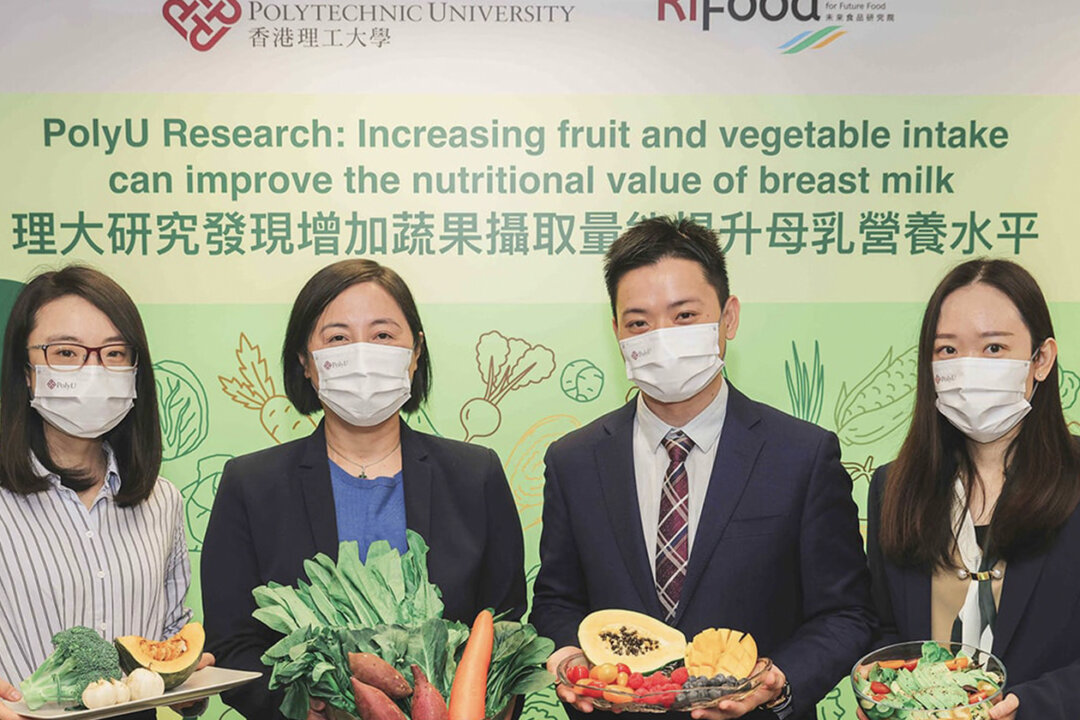 A research team from Hong Kong Polytechnic University (PolyU) found a significant correlation between intake of carotenoids and polyphenols and the nutrient level of breast milk. (Courtesy of PolyU)