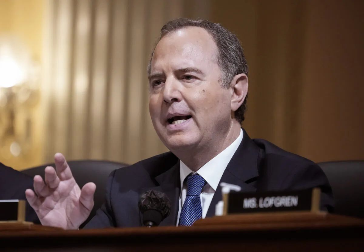 Rep. Adam Schiff (D-Calif.) delivers remarks during a hearing in Washington, on Oct. 13, 2022. (Drew Angerer/Getty Images)