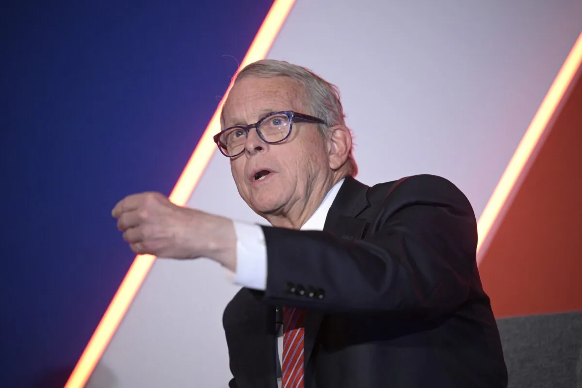 Ohio Gov. Mike DeWine answers a question while taking part in a panel discussion during a Republican Governors Association conference in Orlando, Fla., on Nov. 16, 2022. (Phelan M. Ebenhack/AP Photo)