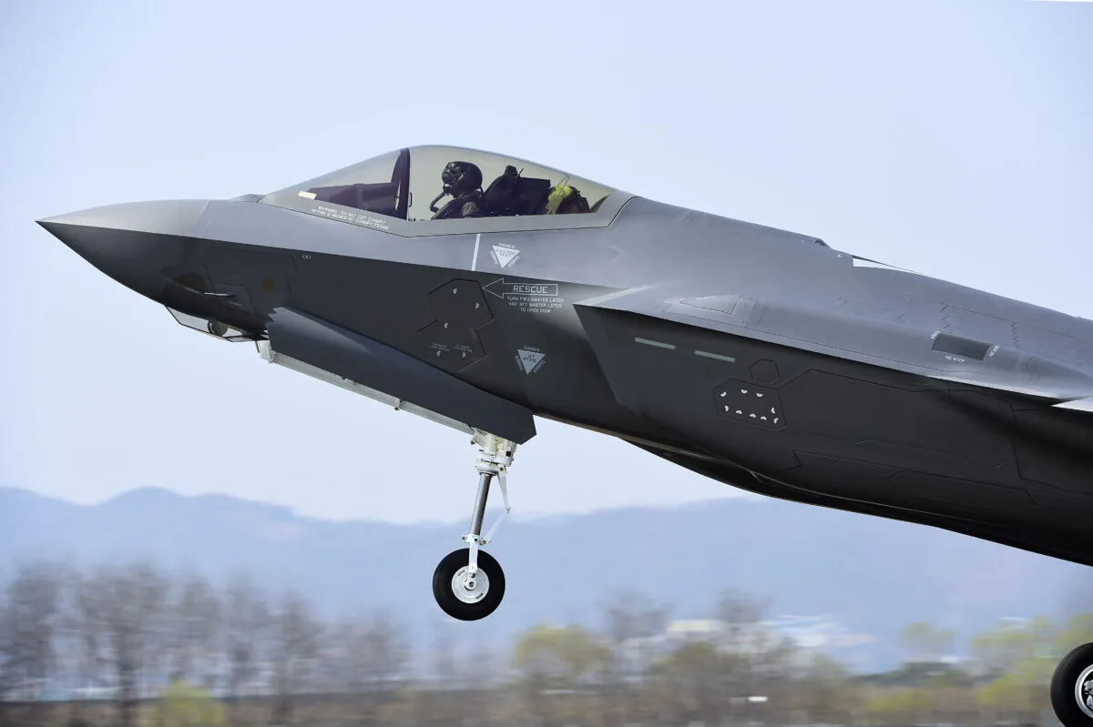 A U.S. F-35A fighter jet lands at Chungju Air Base in Chungju, South Korea on March 29, 2019. (South Korea Defense Acquisition Program Administration via Getty Images)