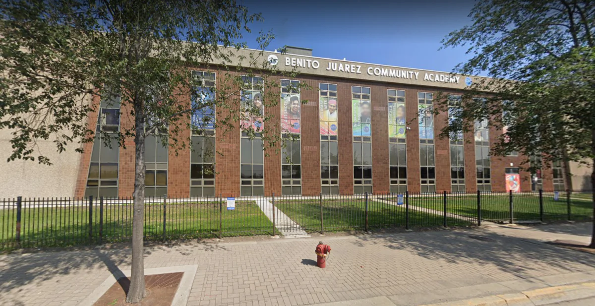 Benito Juarez High School, Chicago, Ill., in August 2021. (Google Maps/Screenshot via The Epoch Times)