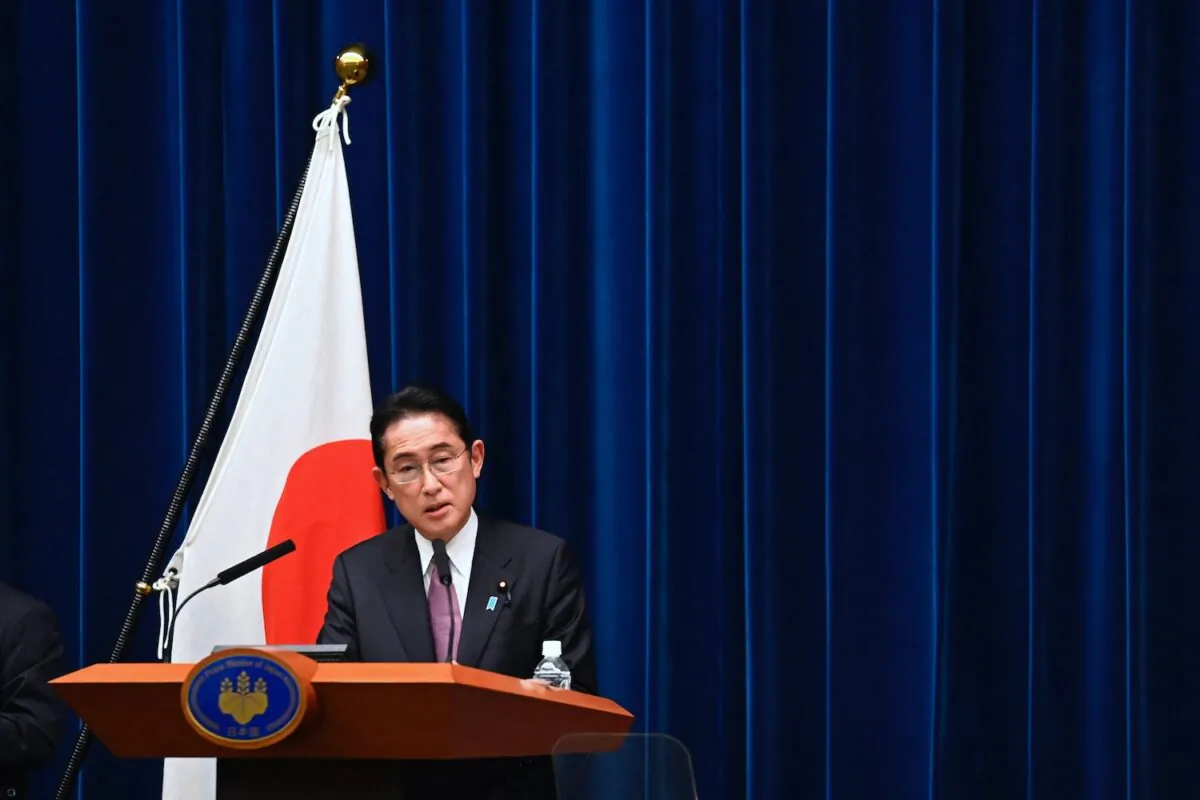 Japan’s Prime Minister Fumio Kishida attends a press conference in Tokyo on Dec. 16, 2022. (David Mareuil/POOL/AFP via Getty Images)