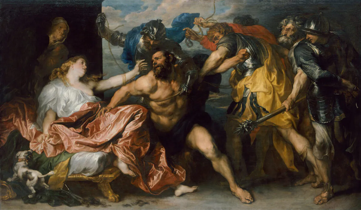 Anthony van Dyck’s early focus on religious subjects informed his later innovations in portait painting. "Samson and Delilah," 1628–1630, by Anthony van Dyck. Oil on canvas. Museum of Fine Arts, Vienna. (Public Domain)