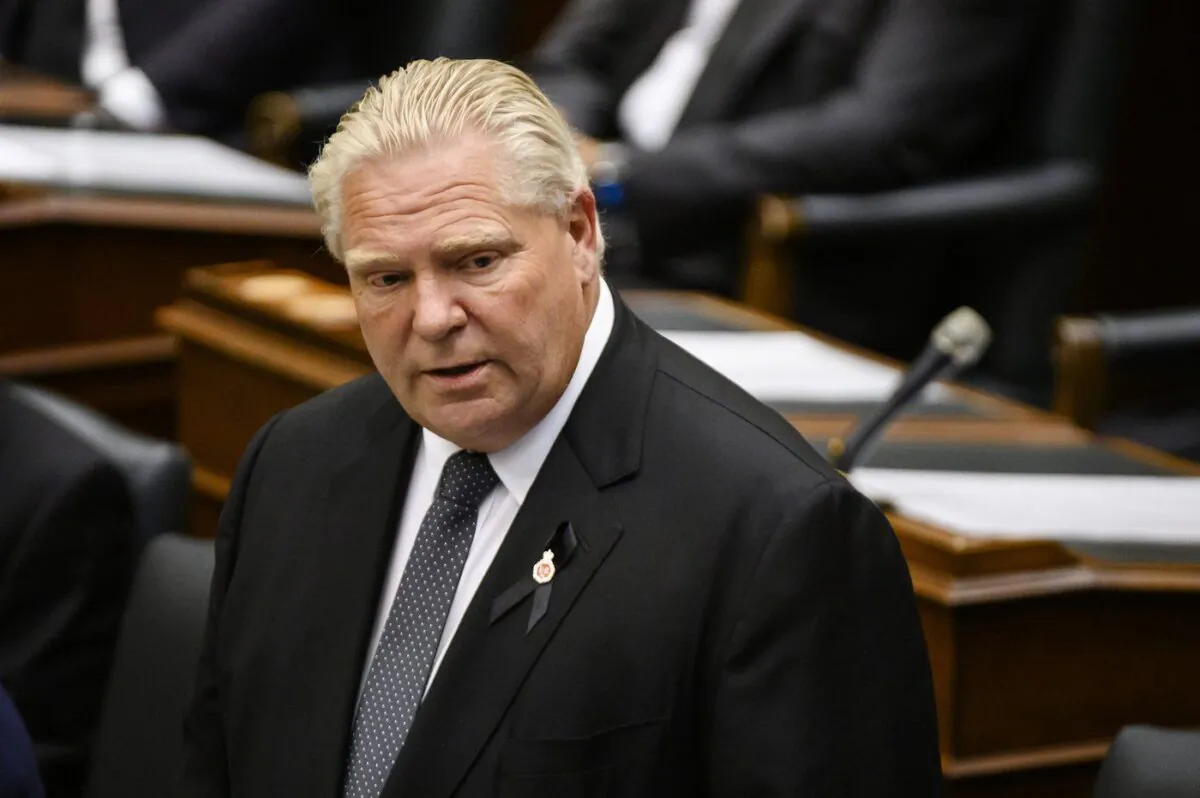 Ontario Premier Doug Ford speaks inside the legislature, in Toronto on Sept. 4, 2022. (The Canadian Press/Christopher Katsarov)