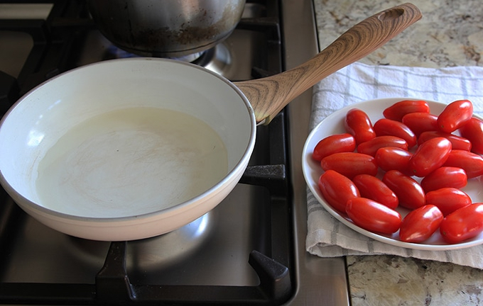 Making Seared Apple and Cherry Tomato Salad with Goat Cheese