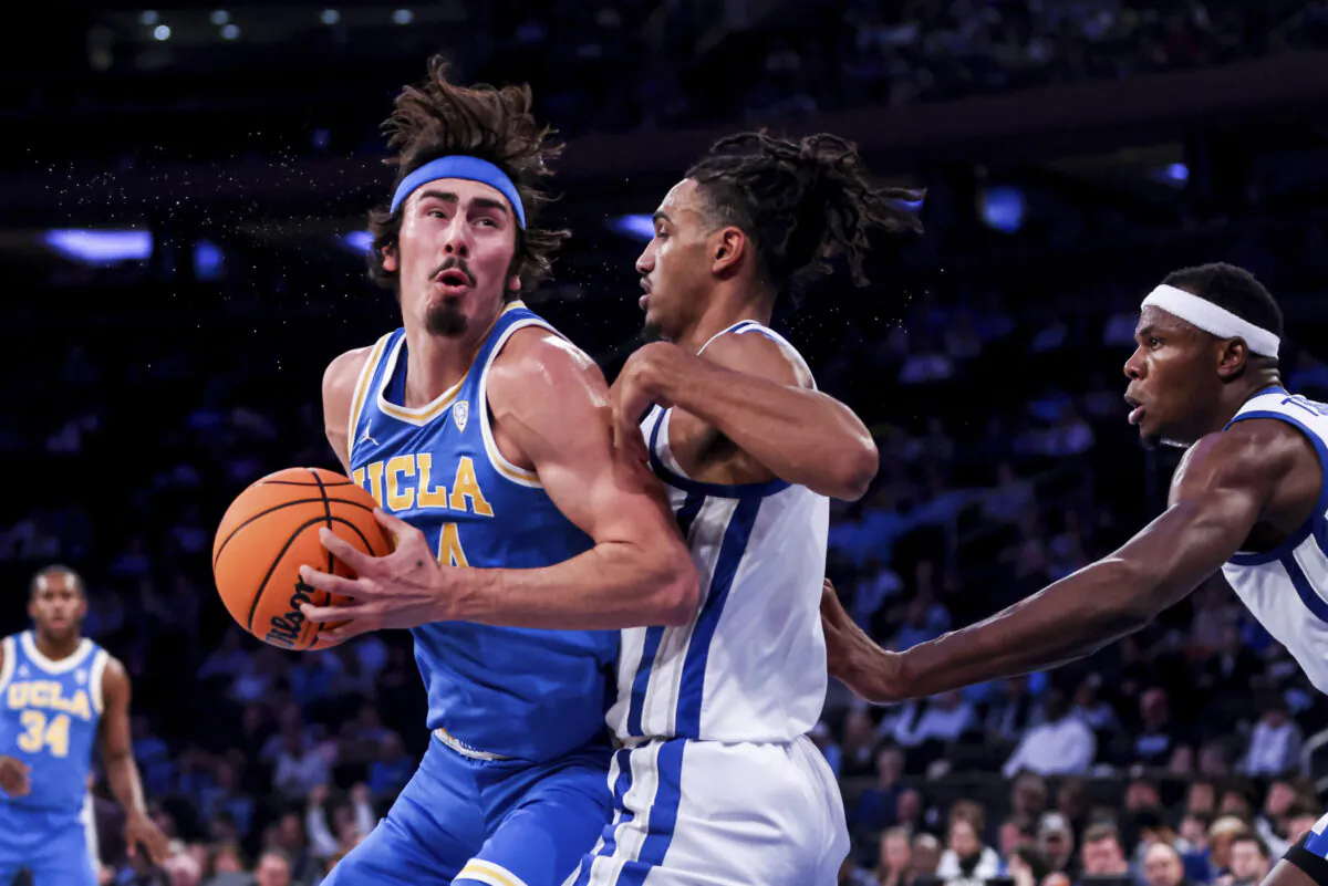 UCLA guard Jaime Jaquez Jr. prepares to shoot during the first half of an NCAA college basketball game against Kentucky in the CBS Sports Classic in New York on Dec. 17, 2022. (Julia Nikhinson/AP Photo)