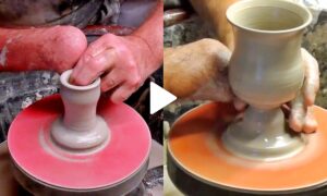 One-Handed Potter Demonstrates His Skillful Expertise