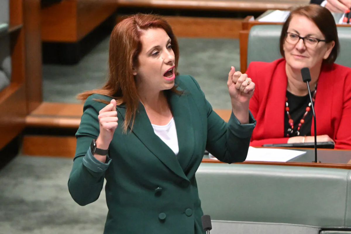 Australia's Minister for Sport Anika Wells during Question Time in the House of Representatives at Parliament House in Canberra on Nov. 8, 2022. (AAP Image/Mick Tsikas)