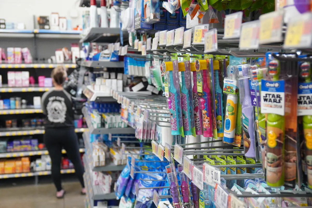 Sex toys are on sale barely three yards away from children's toothbrushes in a Hixson, Tennessee, Walmart on Dec. 18, 2022. (Jackson Elliott/The Epoch Times)