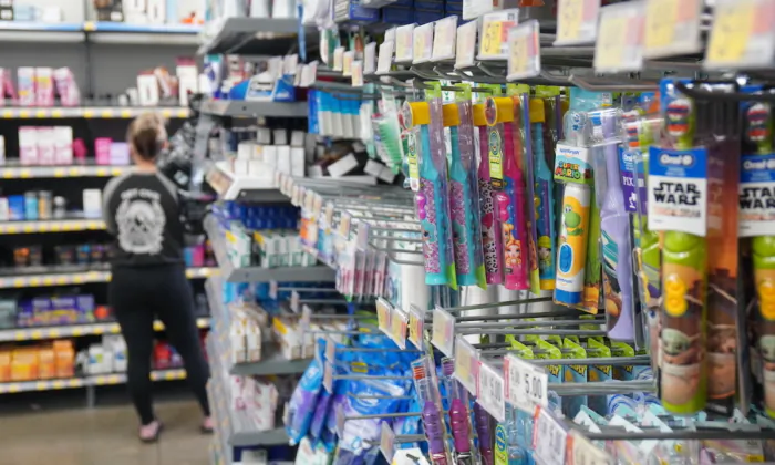 Sex toys are on sale barely three yards away from children's toothbrushes in a Hixson, Tennessee, Walmart on Dec. 18, 2022. (Jackson Elliott/The Epoch Times)