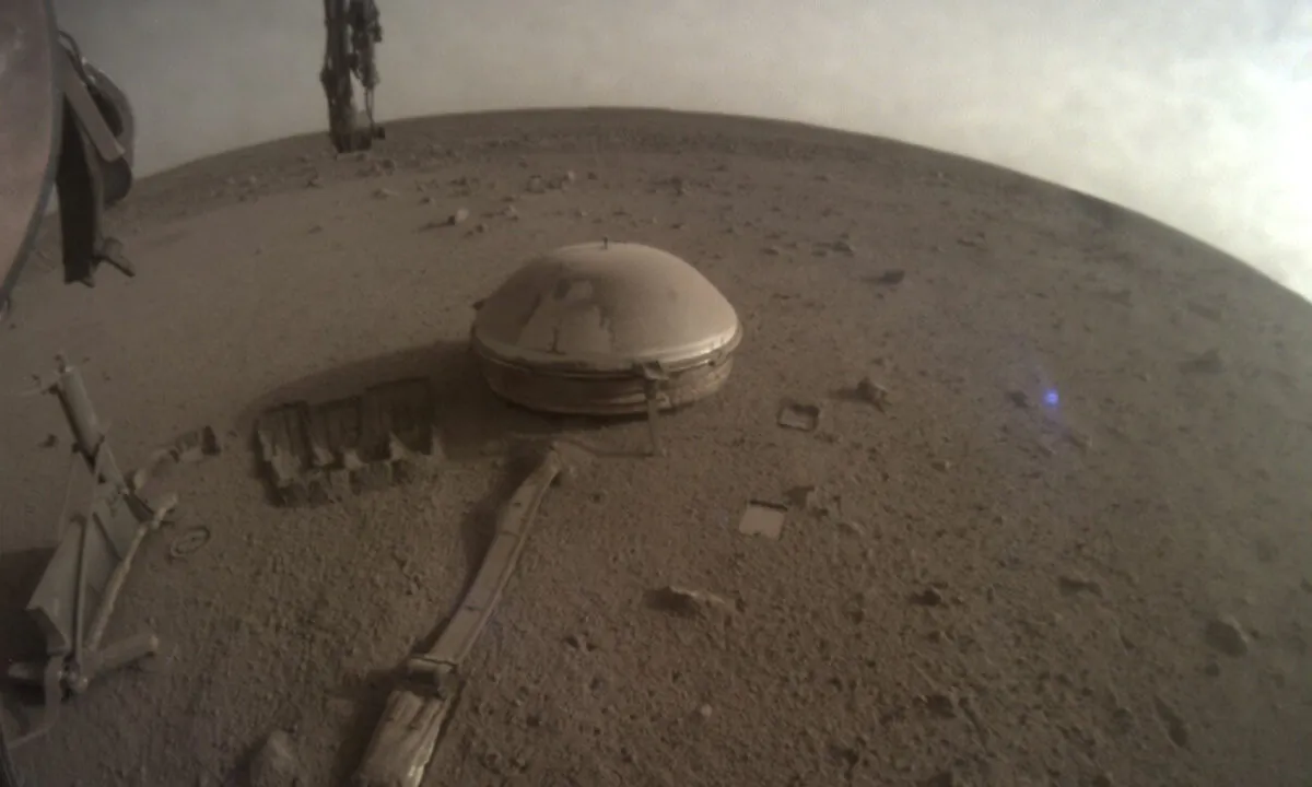 NASA’s InSight lander on Mars in an image released on Dec. 19, 2022. (NASA via AP)
