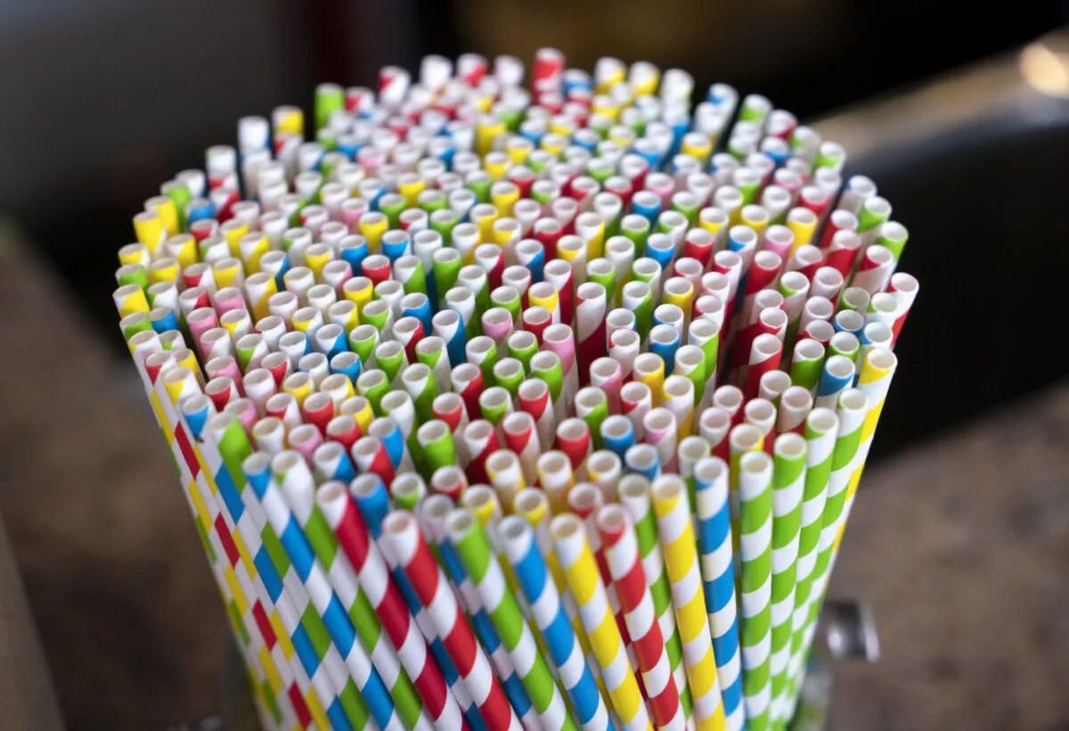 Paper straws are seen at a market in Montreal on June 13, 2019. (The Canadian Press/Paul Chiasson)
