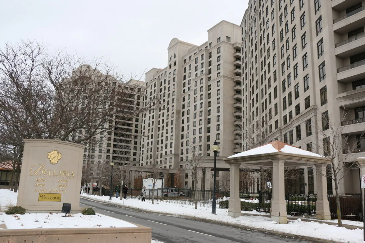 The condo building at 9235 Jane Street in Vaughan, Ont., on Dec. 19, 2022, where a shooting on Dec. 18 left six people dead, including the suspect. (Andrew Chen/The Epoch Times)