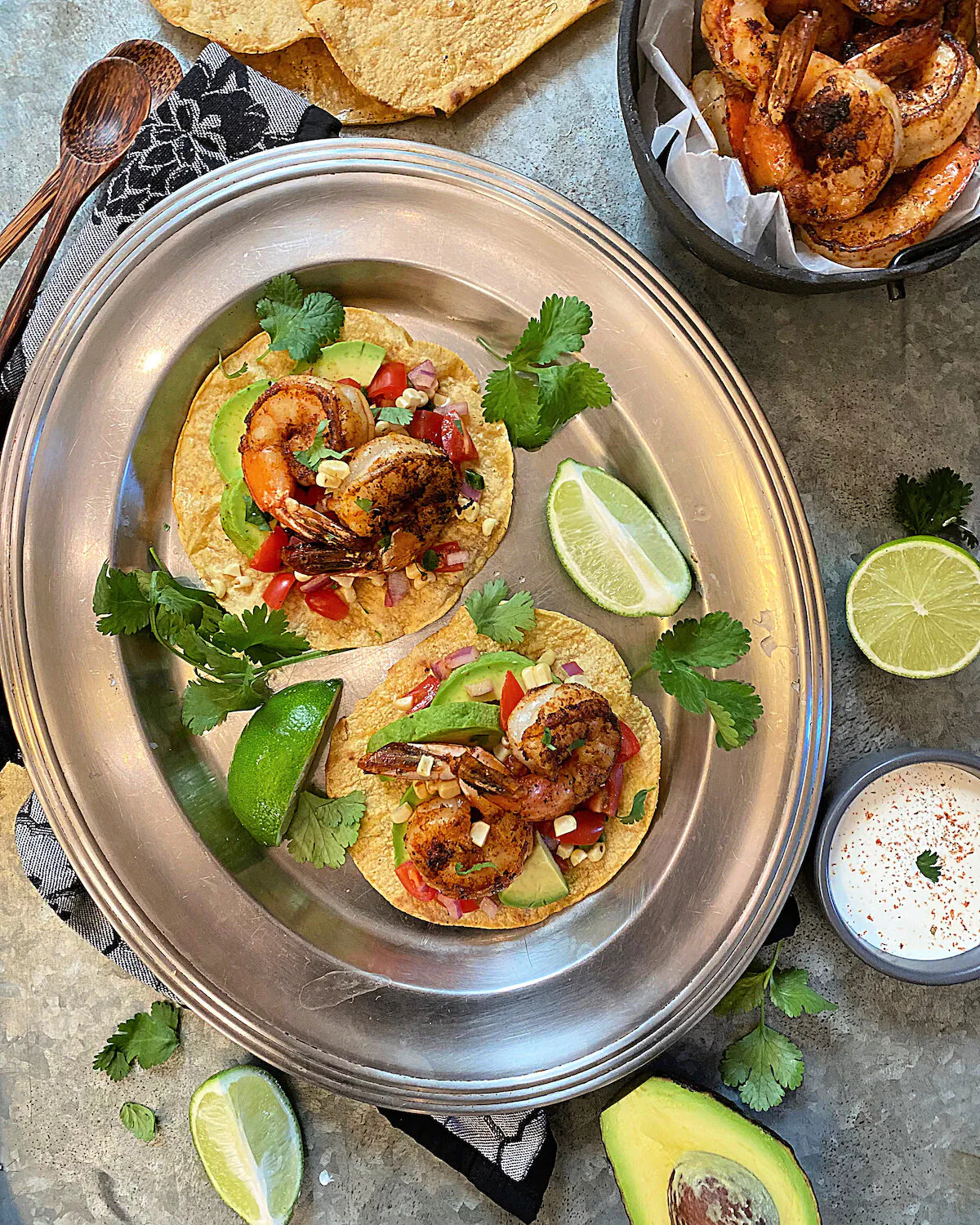 These Baja-inspired tacos piled with blackened shrimp are vibrant and wholesome, not bogged down by any heavy sauces, cheeses, or meat. (Lynda Balslev for Tastefood)