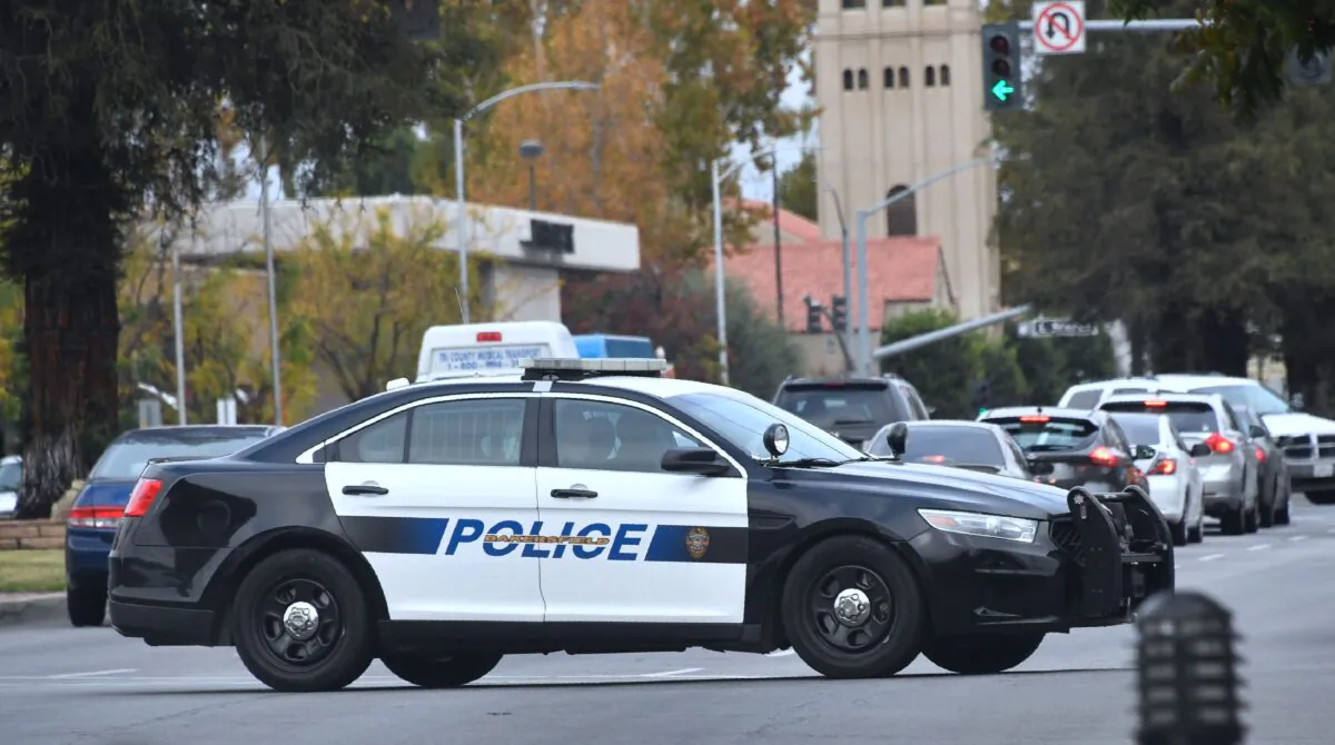 A Bakersfield police vehicle makes patrols in Bakersfield, Kern County, Calif., on Nov. 17, 2017. (Frederic J. Brown/AFP via Getty Images)