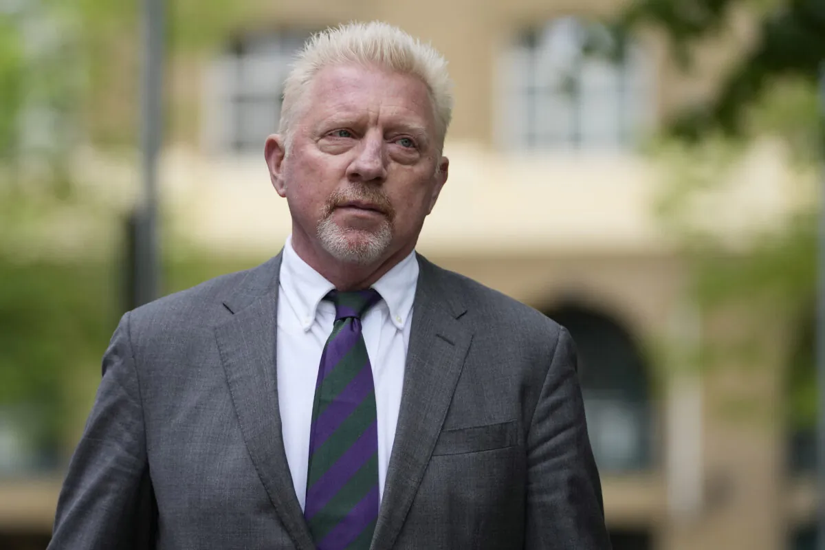 Former tennis player Boris Becker arrives at Southwark Crown Court in London on April 29, 2022. (Frank Augstein/AP Photo)

Fresh out of prison for bankruptcy offenses, tennis great Boris Becker is heading for the limelight again. German broadcaster SAT.1 was due Tuesday to air the first interview with Becker since his release, quoting the 55-year-old saying his jail time had taught him “a hard lesson, a very expensive one, a very painful one.” 