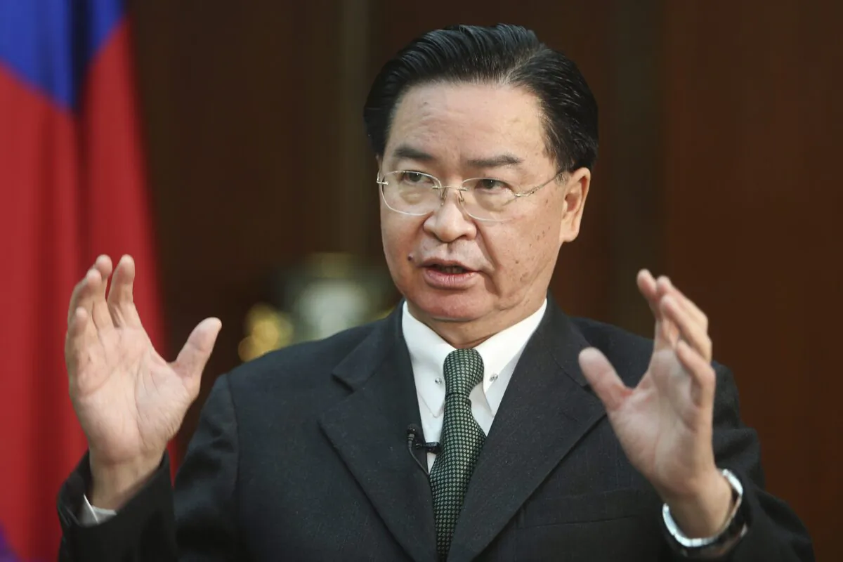 A file photo of Taiwanese Foreign Minister Joseph Wu speaking during an interview with The Associated Press at his ministry in Taipei, Taiwan, on Dec. 10, 2019. (Chiang Ying-ying/AP Photo)