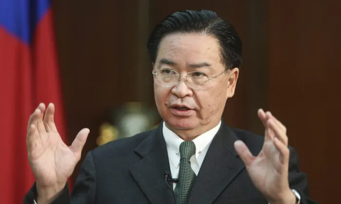 Taiwanese Foreign Minister Joseph Wu speaks during an interview with The Associated Press at his ministry in Taipei, Taiwan, on Dec. 10, 2019. (Chiang Ying-ying/AP Photo)