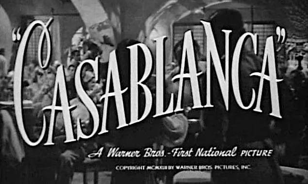 Screenshot of the title screen of the trailer for "Casablanca" (1942). (Public Domain)