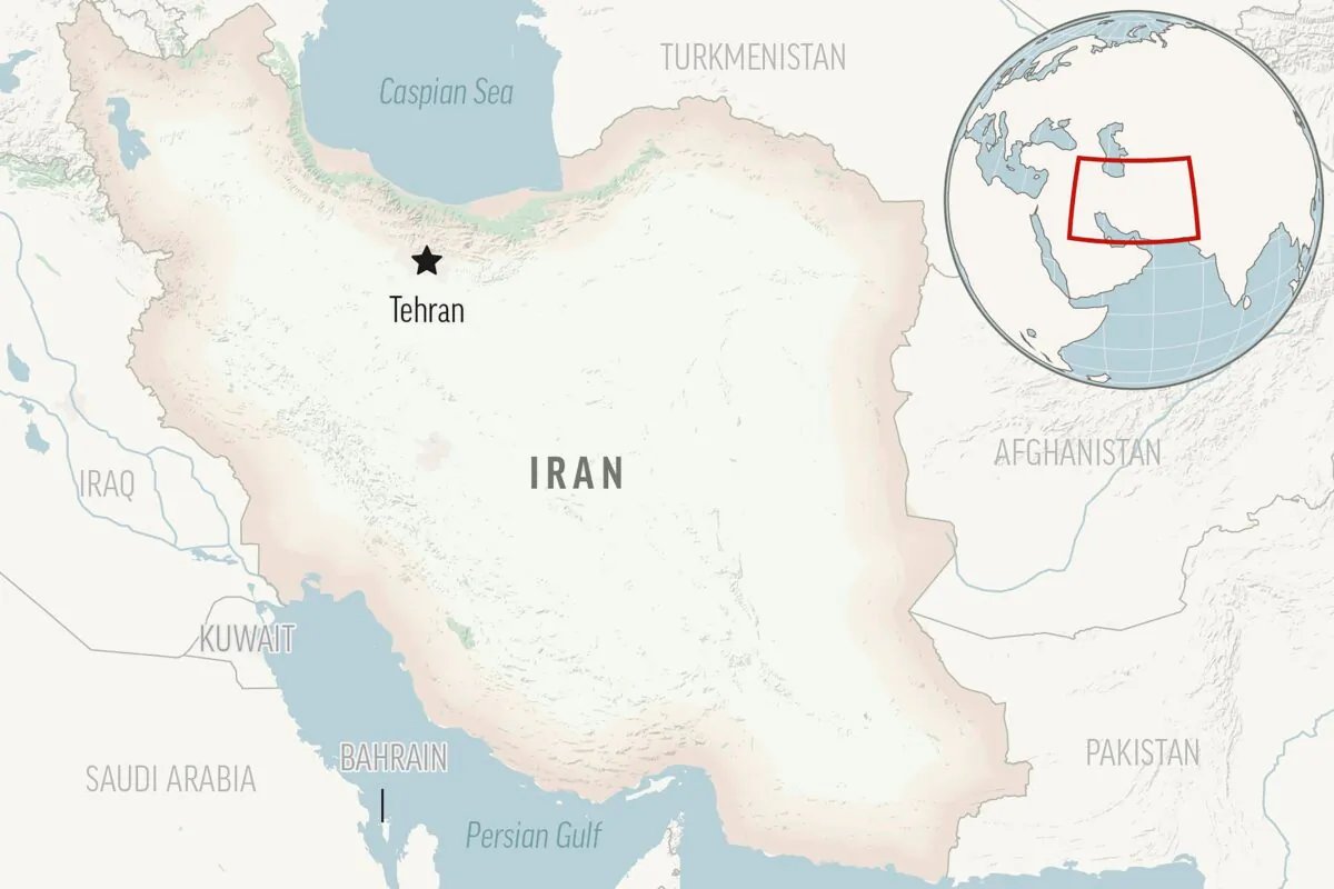 A locator map for Iran with its capital, Tehran. (AP Photo)