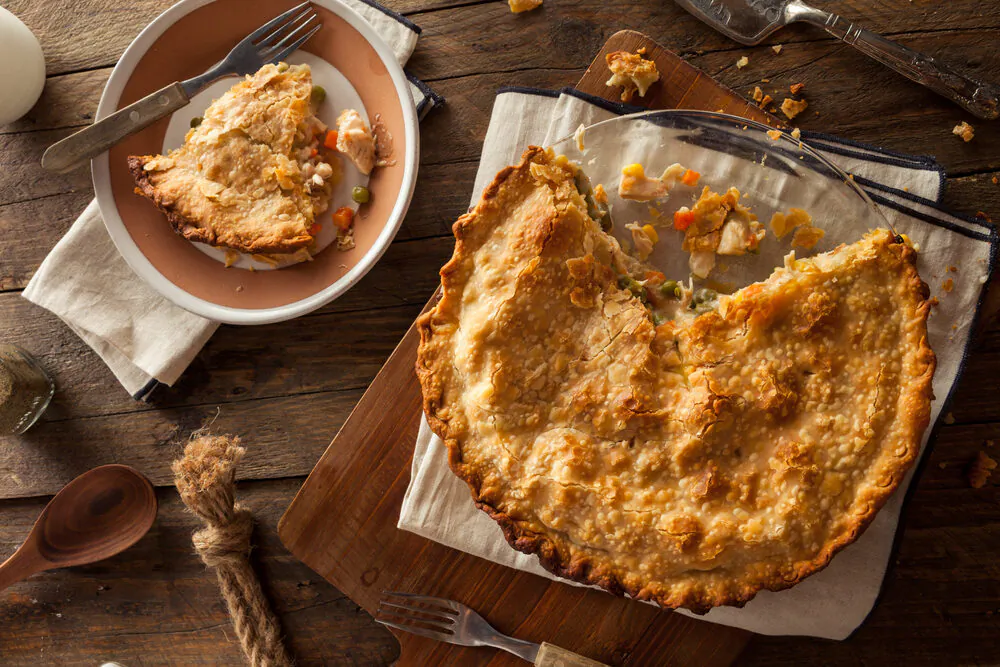 Made from scratch, hot chicken pot pie makes a special Christmas morning breakfast. (ArtbyPixel/Shutterstock)