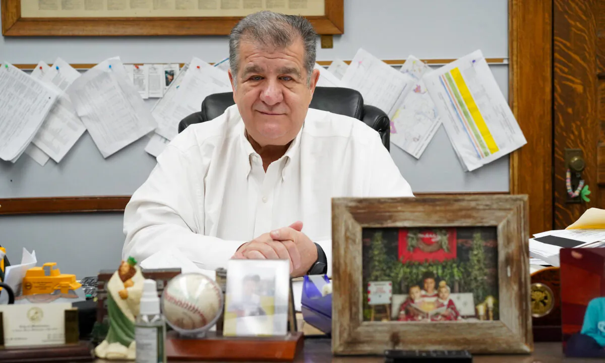 Mayor Joseph Destefano in his office in Middletown, N.Y. on Dec. 15, 2022. (Cara Ding/The Epoch Times)