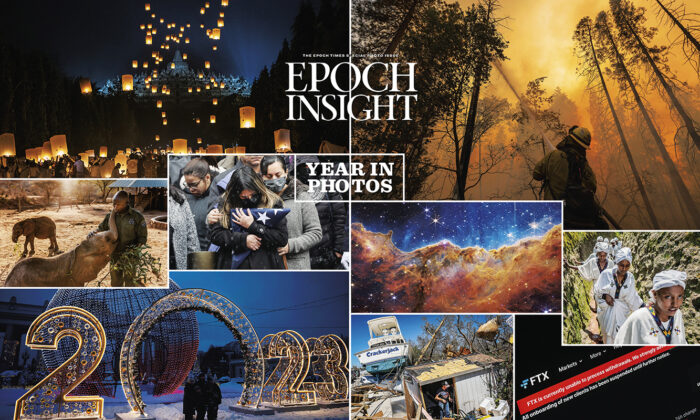 Epoch Insight: Year in Photos. (Ulet Ifansasti/Getty Images, DAVID MCNEW/AFP via Getty Images, LUIS TATO/AFP via Getty Images, Spencer Platt/Getty Images, NASA, ESA, CSA, and STScI via Getty Images, AMANUEL SILESHI/AFP via Getty Images, NATALIA KOLESNIKOVA/AFP via Getty Images, GIORGIO VIERA/AFP via Getty Images, Photo Illustration by Leon Neal/Getty Images)