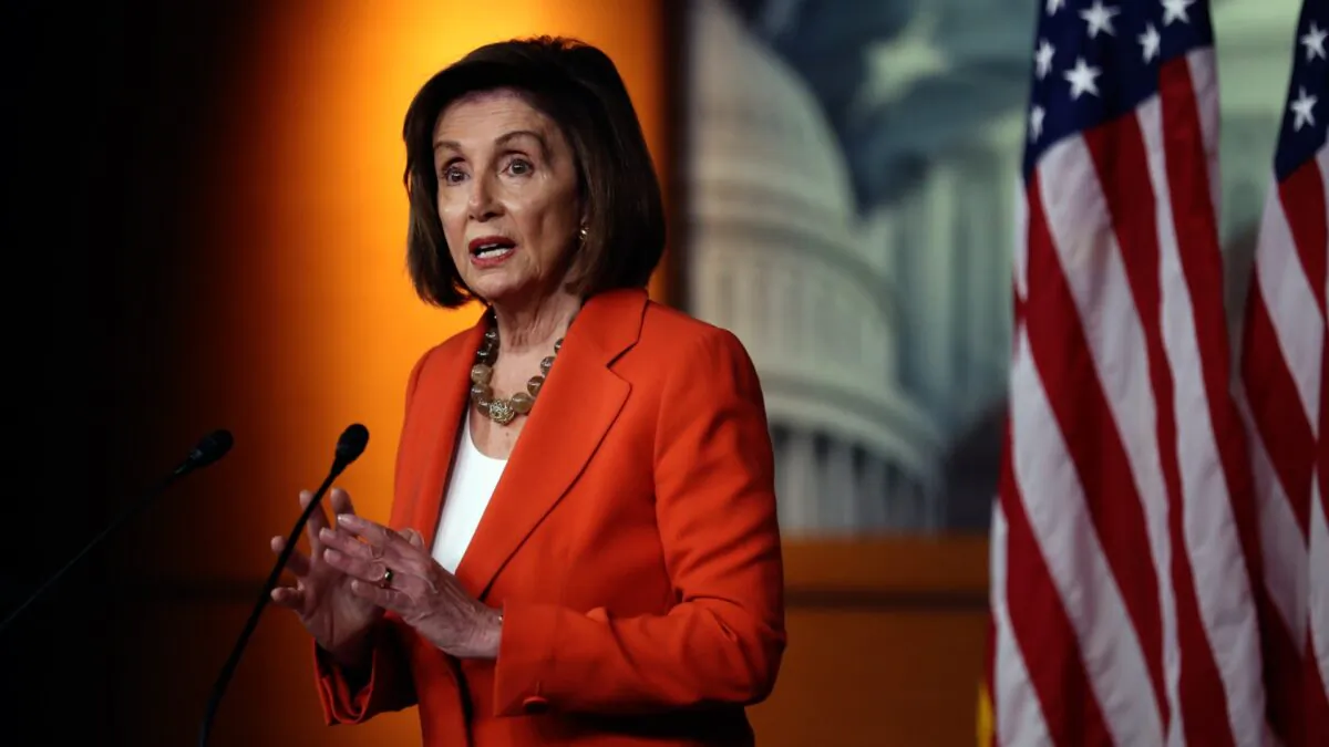 Former U.S. Speaker of the House Nancy Pelosi delivers remarks at a press conference at the U.S. Capitol in Washington on Oct. 31, 2019. (Chip Somodevilla/Getty Images)