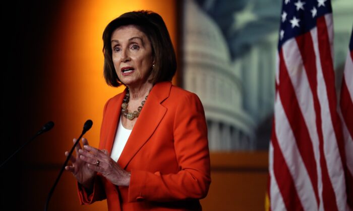 U.S. Speaker of the House Nancy Pelosi delivers remarks at a press conference at the U.S. Capitol in Washington on Oct. 31, 2019. (Chip Somodevilla/Getty Images)