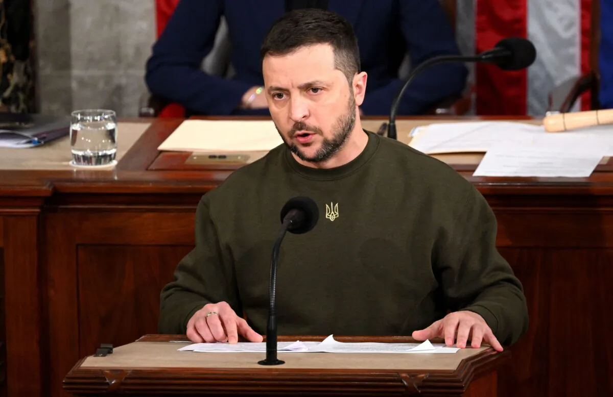 Ukraine's President Volodymyr Zelenskyy addresses the U.S. Congress at the U.S. Capitol in Washington, on Dec. 21, 2022. (Mandel Ngan/AFP via Getty Images)