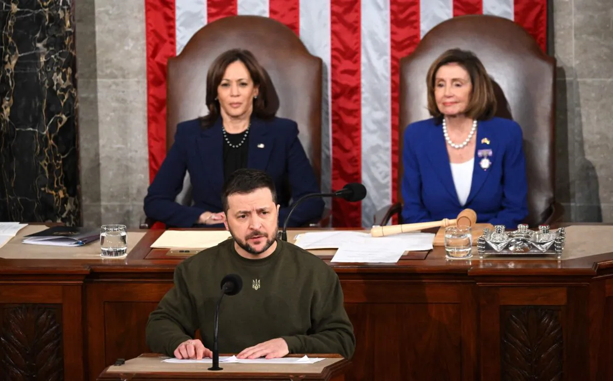 Ukraine's President Volodymyr Zelenskyy addresses the U.S. Congress at the U.S. Capitol in Washington on Dec. 21, 2022. (Mandel Ngan/AFP via Getty Images)