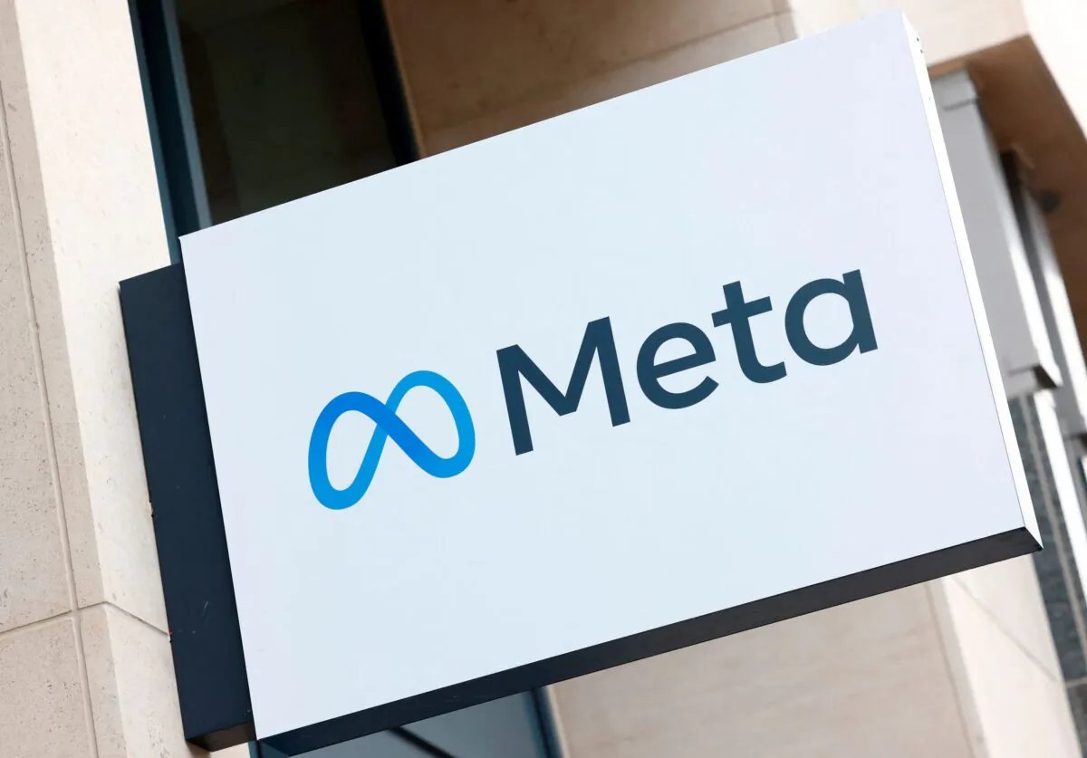 The logo of Meta Platforms' business group in Brussels on Dec. 6, 2022. (Yves Herman/Reuters)