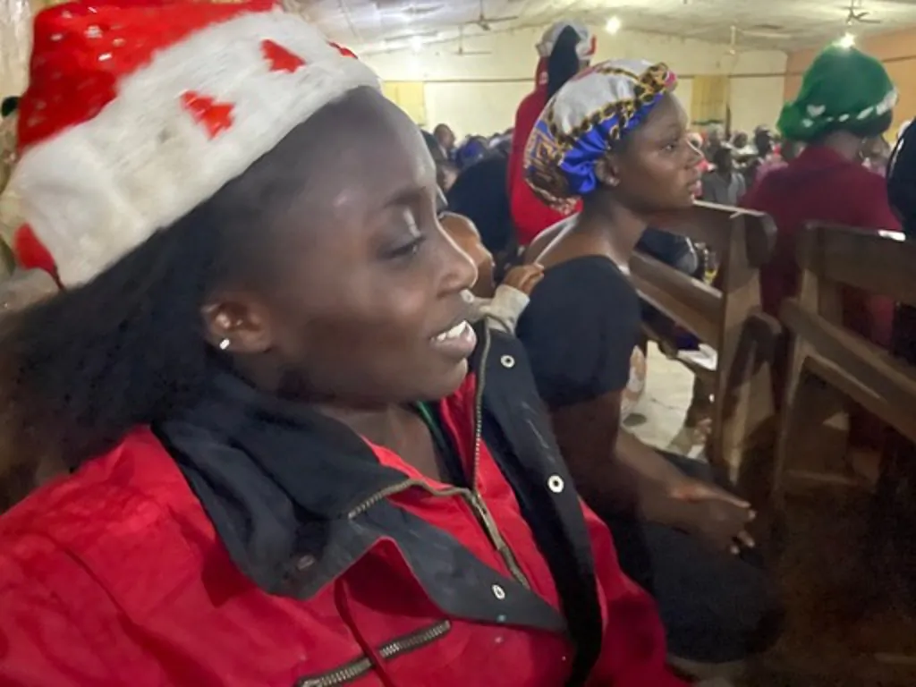 Happiness Aloho, smiles at Christmas musical in Miango, Nigeria. (Courtesy of Lawrence Zongo)