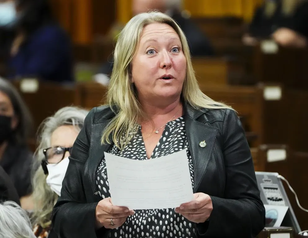 President of the Treasury Board Mona Fortier stands during question period in the House of Commons on Parliament Hill in Ottawa on March 28, 2022. (The Canadian Press/Sean Kilpatrick
Sean Kilpatrick)