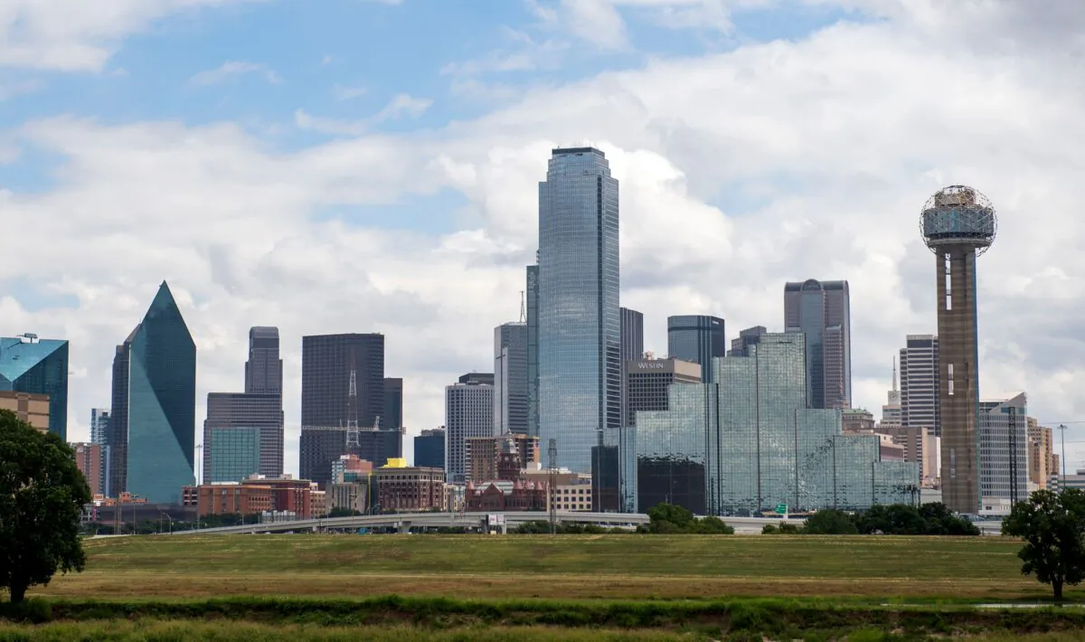 The Dallas skyline in Dallas on July 21, 2020. (Valerie Macon/AFP via Getty Images)