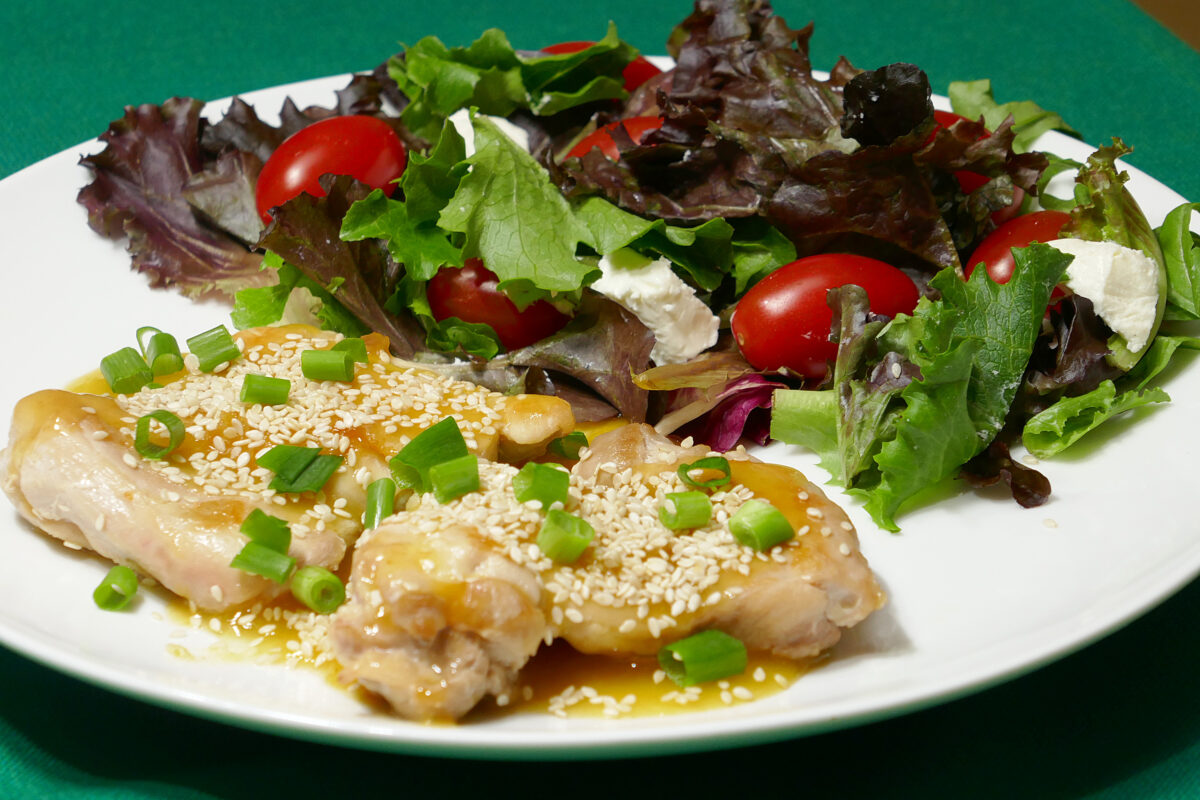Orange Honey Ginger Chicken With Red and Green Salad Offers Festive Touch