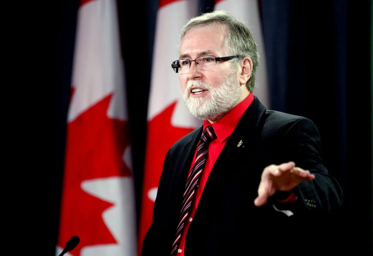 Conservative MP Stephen Woodworth speaks with the media about his motion to study the definition of a human being, during a news conference in Ottawa on Sept. 17, 2012. (The Canadian Press/Adrian Wyld) 
